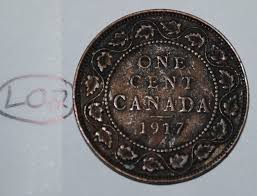 Canada 1917 1 Large Cent Canadian One George V Penny Coin ...
