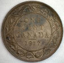 1917 Bronze Canadian Large Cent Coin 1-Cent Canada BN ...