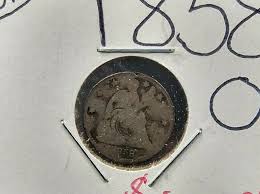 1858 O Liberty Seated Half Dime Silver Coin AG About Good ...