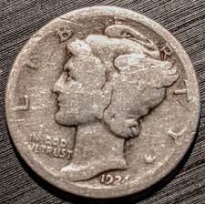 Vintage 1924 Nice Grade Silver Mercury Dime Ten Cent Piece ...
