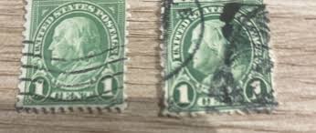 BEN FRANKLIN US Postage 1 Cent Stamp Light Green Two ...