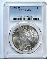 1923-D Peace Silver Dollar PCGS Graded MS 61 Coin 7361 | eBay