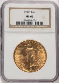 1920 $20 Saint-Gaudens Double Eagle NGC MS65 - LCR Coin