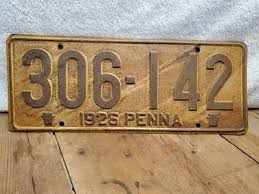 Antique 1926 PA License Plate Pennsylvania Tag 306-142 Penna ...