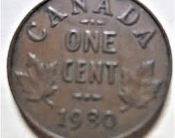 1930 Canada Small Cent Coin. RARE DATE Canadian George V ...