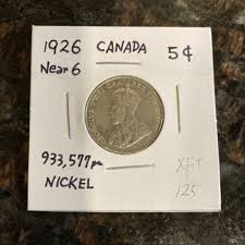 1926 Canadian Nickel (5Cents) King George V, N6 (NEAR 6 ...
