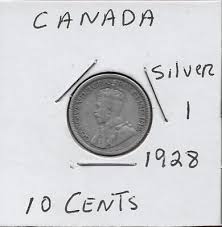 CANADA 10 CENTS 1928 RULER KING GEORGE V FACING ...