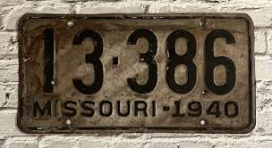 1940 Missouri License Plate 13-386 | eBay