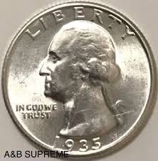 1935 Washington Quarter Gem Bu Uncirculated 90% Silver ...