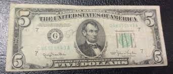 1950 Series 5 Dollar Federal Reserve Note-vintage - Etsy
