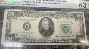 1950-D $20 FRN New York Fr. 2063-B PMG 63 EPQ Serial ...
