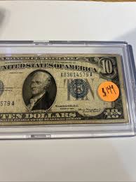 1934 Blue Seal $10 Slab VF Condition In Display Case | eBay