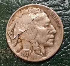 1937 Buffalo Nickel With Large Lamination Peel on OBV | eBay