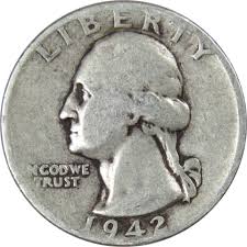 1942 D Washington Quarter Circulated Silver 25c Coin ...