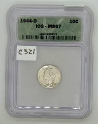 1944 D Mercury Silver Dime, ICG MS67, Gem Uncirculated ...