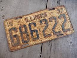 Vintage License Plate 1937 Illinois Rustic Old Metal Sign Rusty Wall Hanging, Cafe, Bar, Saloon, Coffee Shop Rusty Decor Amarigoldlife - Etsy