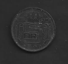 BELGIUM 1941 WWII ERA ~5 FRANCS~ZINC COIN | eBay