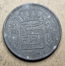 1941 Belgium 5 Francs Coin - KM# 130 - WW2 - World Coin | eBay