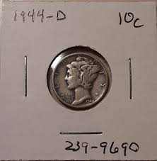 1944-D Mercury Dime 10c Denver Mint 90% Silver (#239-9690) Winged Cap | eBay