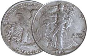 1943-P Walking Liberty Silver Half Dollar Very Fine ...