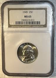 1945 Silver Washington Quarter 25 Cents NGC Certified MS 65 ...
