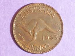 COIN AUSTRALIA 1943 PENNY GEORGIUS VI D: G: BR: OMN: REX F ...