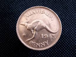 1943 Australian Penny Coin: King George VI, Leaping ...