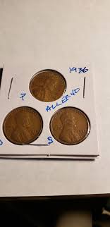 SET OF 3 1936 LINCOLN WHEAT PENNIES EXTREMELY FINE CONDITION ...