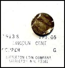 1913 S Lincoln Copper Cent “G”. For Sale at Ruby Lane