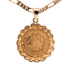 1950s 22k Gold Coin Mexican 20 Pesos 1959 Pendant in 14k ...