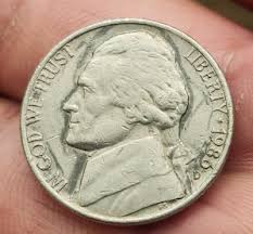 1986 D Mint Mark Jefferson Nickel Error Rare Coin Doubling ...