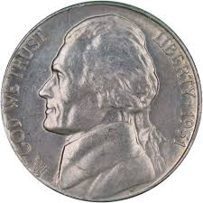 1951 Jefferson Nickel 5 Cent Piece BU Uncirculated Mint ...