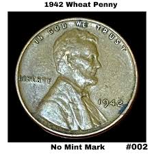 RARE 1942 - NO MINT MARK LINCOLN WHEAT PENNY 1C ONE CENT COPPER US COIN | eBay