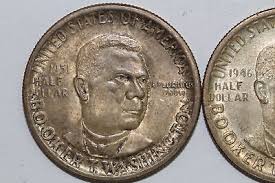 1946, 1952-P Booker T. Washington Commemorative Silver Half ...