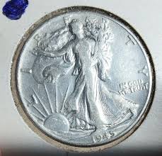 1945 DATED WALKING LIBERTY HALF DOLLAR SILVER COIN IN FINE ...