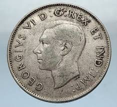 1944 CANADA WWII Time SILVER 50 Cents Coin UK King ...