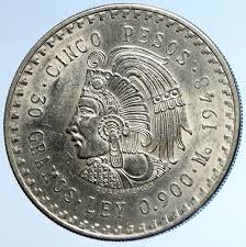 1948 MEXICO Aztec Chieftain CUAUHTEMOC Eagle VINTAGE Silver ...