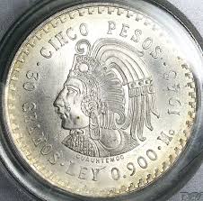 1948 PCGS MS 66 Mexico 5 pesos OGH Cuauhtémoc Aztec Emperor ...