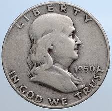 1950 D US Benjamin Franklin LIBERTY BELL Vintage Silver Half ...