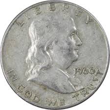 1960 D Franklin Half Dollar VF Very Fine 90% Silver 50c US ...