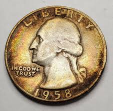 1958 D Washington Quarter Rainbow Toned Silver Coin Natural Album Toning | eBay