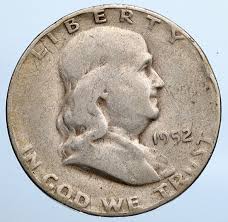 1952S USA Benjamin Franklin LIBERTY BELL Vintage Silver Half ...