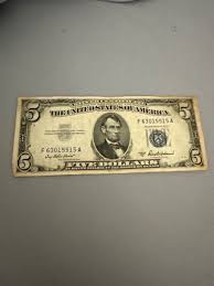 1953 A Series 5 Dollar Silver Certificate Blue Seal ...