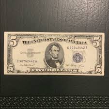 62701 Banknote Rare 1953 $5 5 Dollar bill Silver/blue Crisp ...