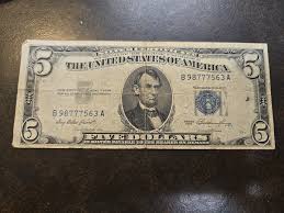 1953 Five Dollar $5 Bill Blue Seal Silver Certificate Note CIRCULATED 7563 A | eBay