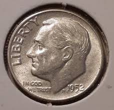 1952 10c Roosevelt Dime Philadelphia Mint 90% silver coin ...