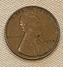 1939 Lincoln Wheat Penny - No mint mark - Strike Thru Error ...