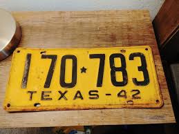 Rare Old VTG 1942 WW2 Classic Texas License Car Single Plate ...