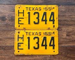 License Plates Texas 1955 Pair, Dmv Clear Texas 1955 Pair ...