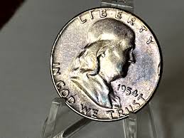 1954-P Franklin Silver Half Dollar NICE TONING # 8-35 AS ...